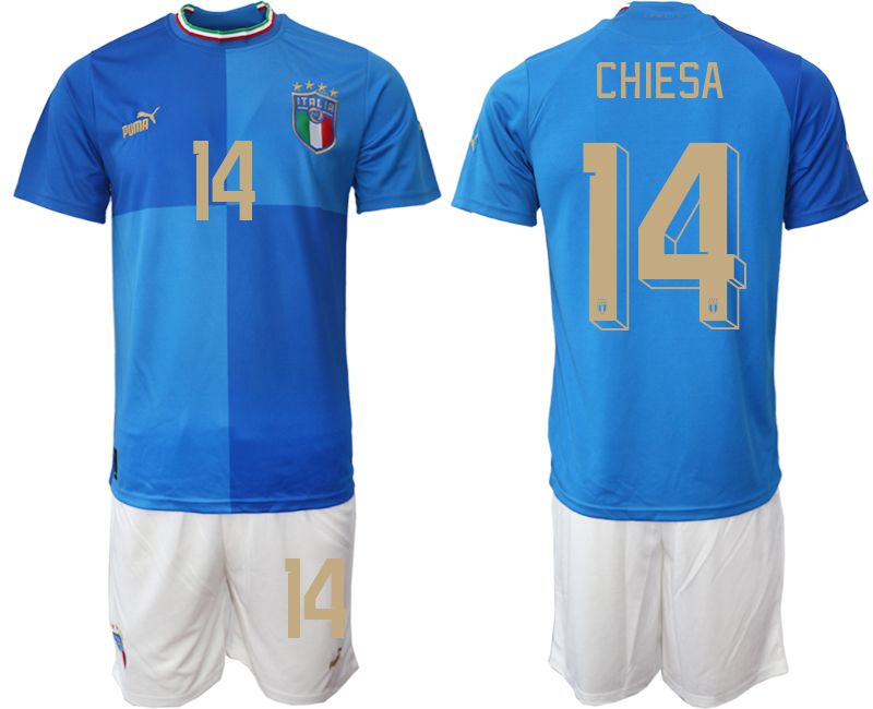 Men 2022 World Cup National Team Italy home blue #14 Soccer Jerseys